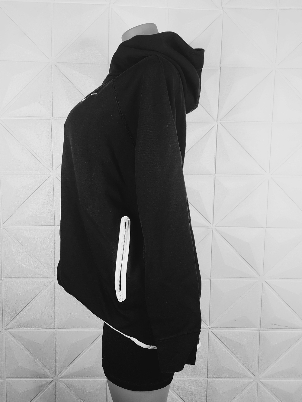 Nike Black Full-Zip Hoodie with White Trim - Picture 3 of 7